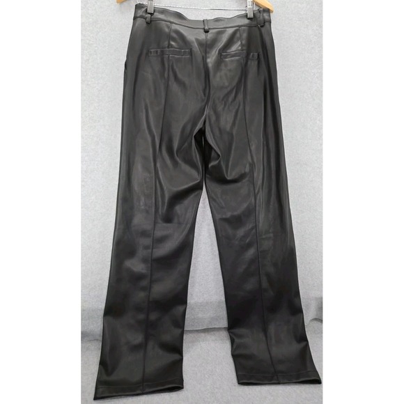 Na-kd Black Faux Leather High waisted Pants Srdaught Leg Trousers womens 40 - Picture 5 of 6